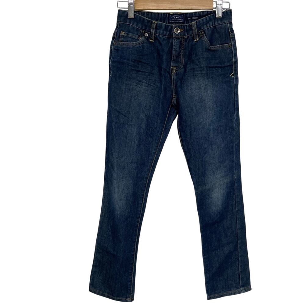 Lucky Brand Blue Dark Wash Billy Straight Boys Jeans Womens 14 Zip Fly